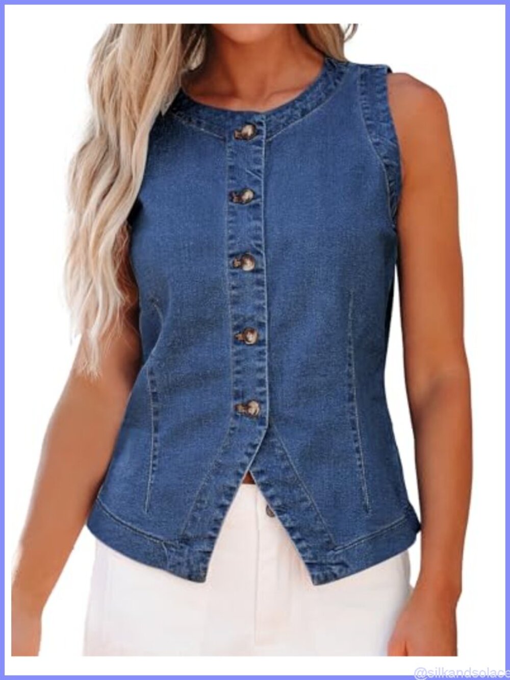 Denim Vest Women Sleeveless Stretch Jean Vest Top Button Down Casual Summer